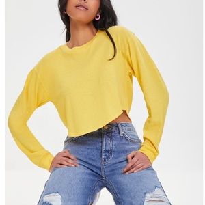 Cropped Crew Top, Yellow, Size M